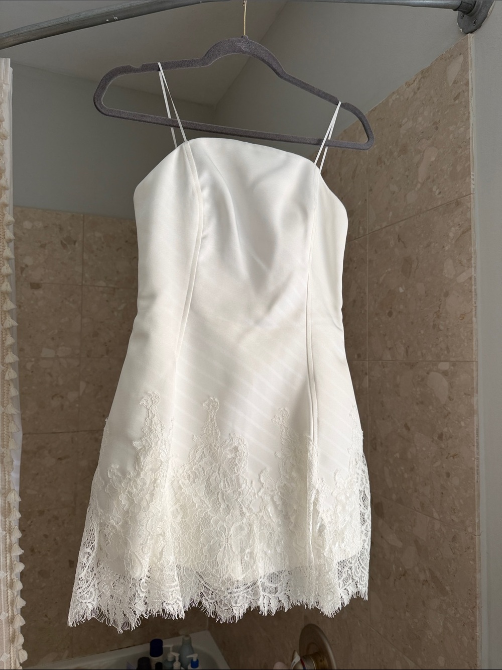 Women’s White Lace Hem Slip Dress